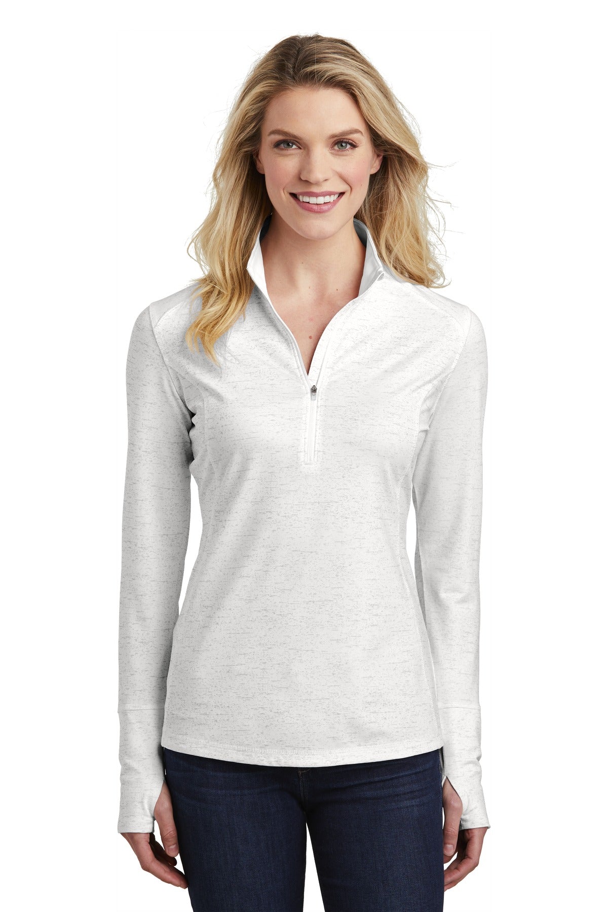 Sport-Tek® Ladies Sport-Wick® Stretch Reflective Heather 1/2-Zip Pullover (LST855)
