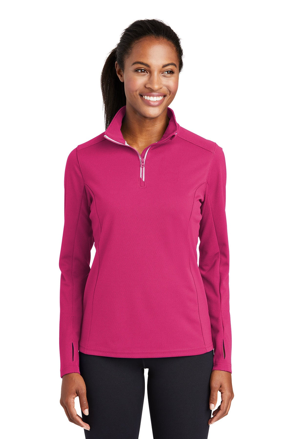 Sport-Tek® Ladies Sport-Wick® Textured 1/4-Zip Pullover (LST860)