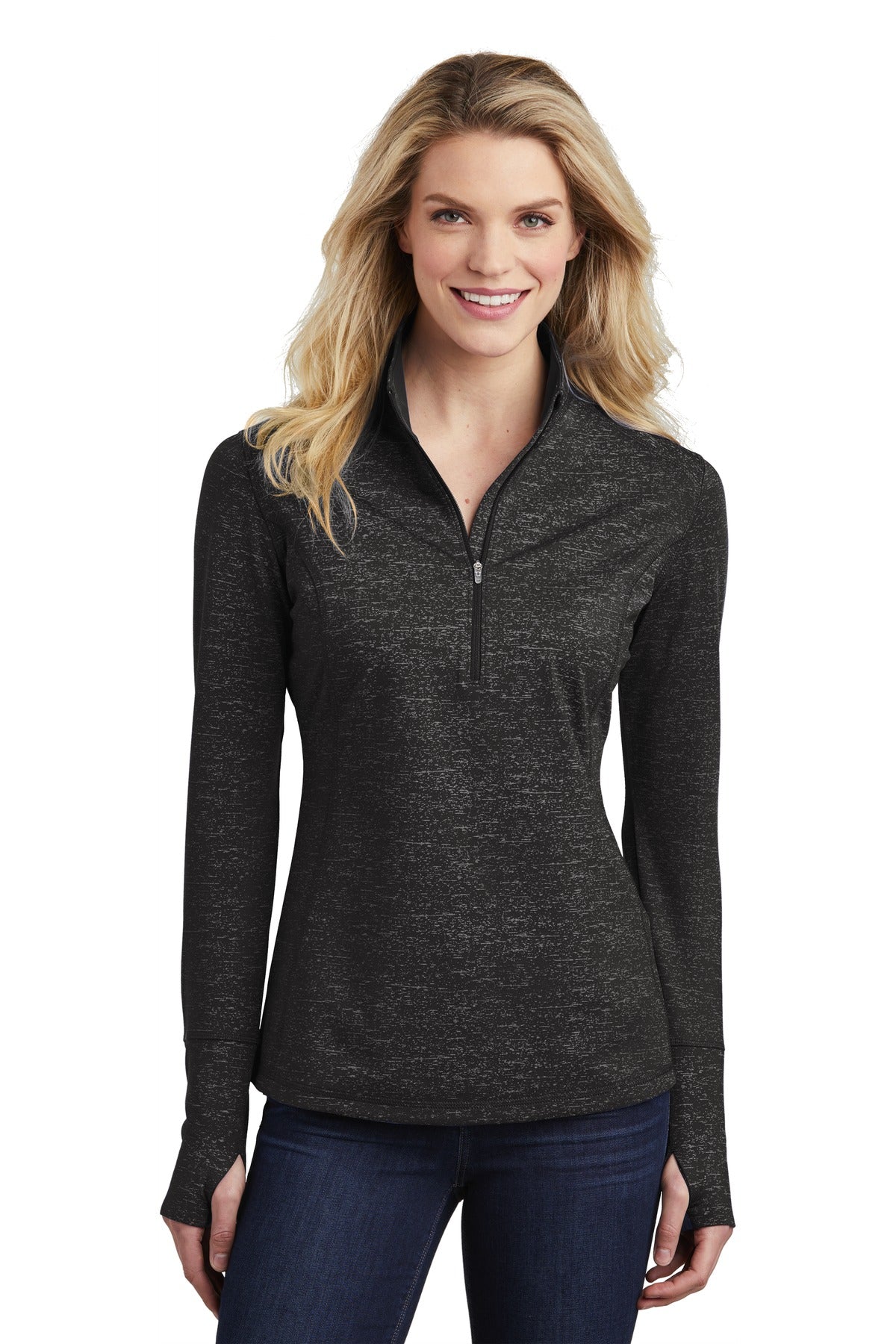 Sport-Tek® Ladies Sport-Wick® Stretch Reflective Heather 1/2-Zip Pullover (LST855)