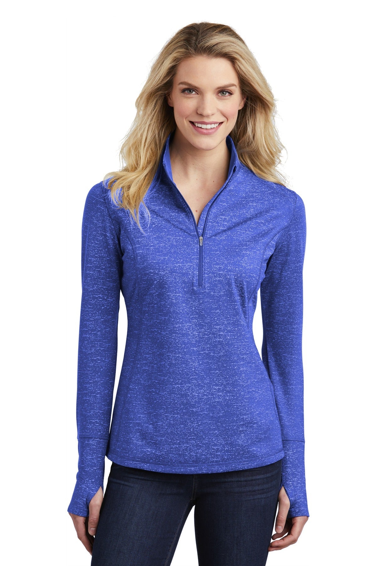 Sport-Tek® Ladies Sport-Wick® Stretch Reflective Heather 1/2-Zip Pullover (LST855)